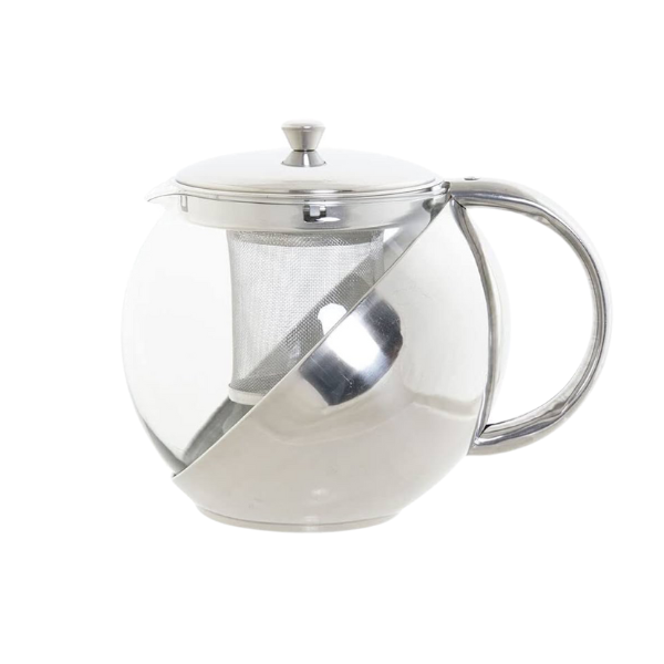 Glass Teapot with Chrome Finish 1000ml – Stylish and Affordable Tea Brewer