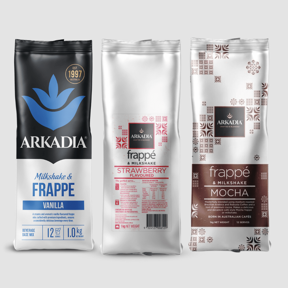 Arkadia Frappe 3 Pack – Vanilla 1kg,Mocha 1kg & Strawberry 1kg