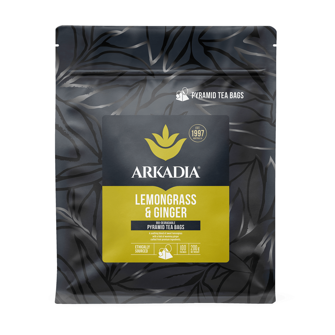 Arkadia Lemongrass & Ginger Pyramid Tea Bags  100pack (200g)