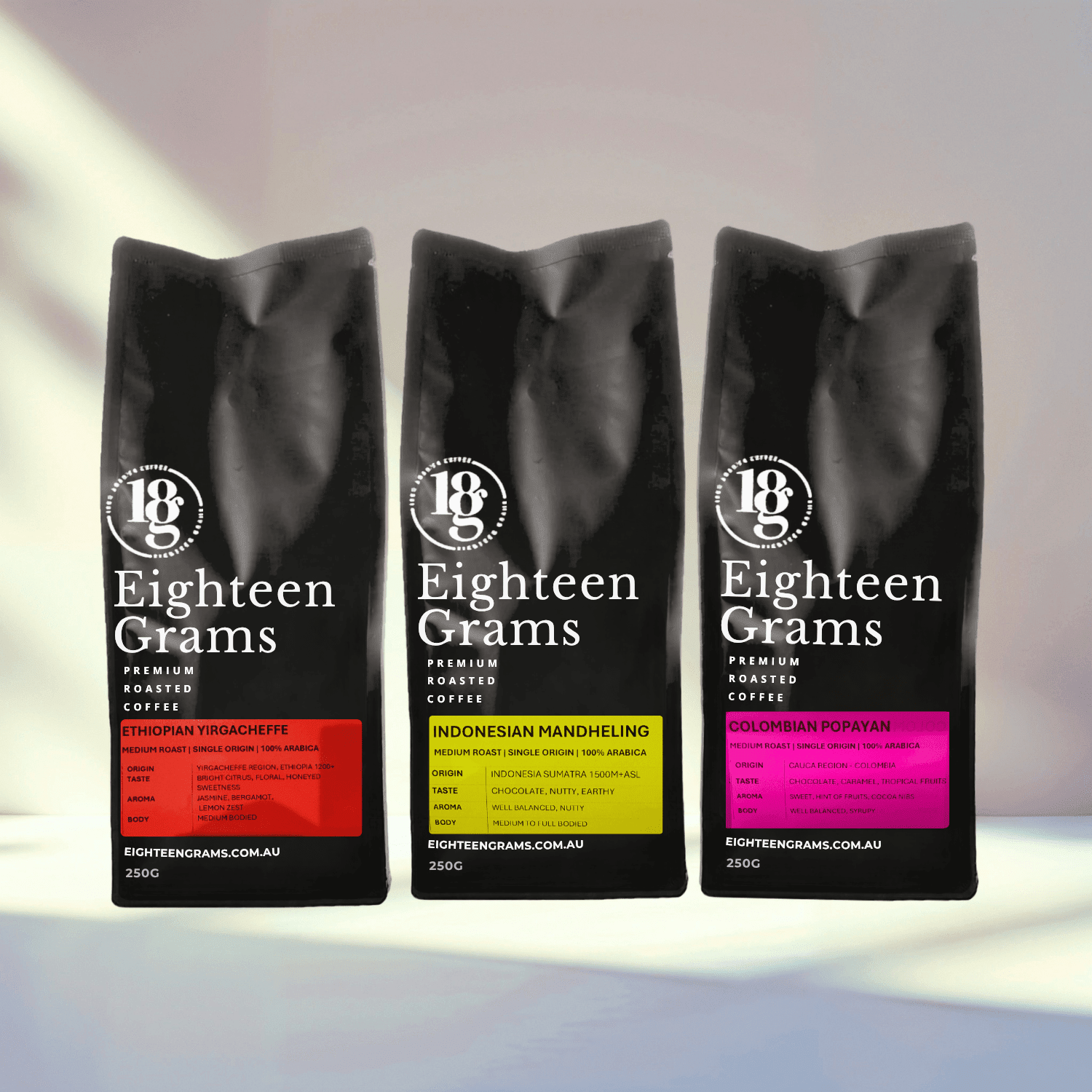Single Origin Coffee Sampler Pack 3 X 250g – Ethiopian| Colombian | Indonesian