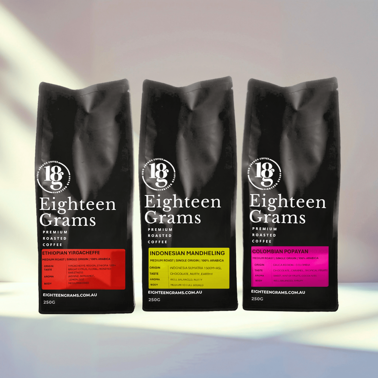 Single Origin Coffee Sampler Pack 3 X 250g – Ethiopian| Colombian | Indonesian