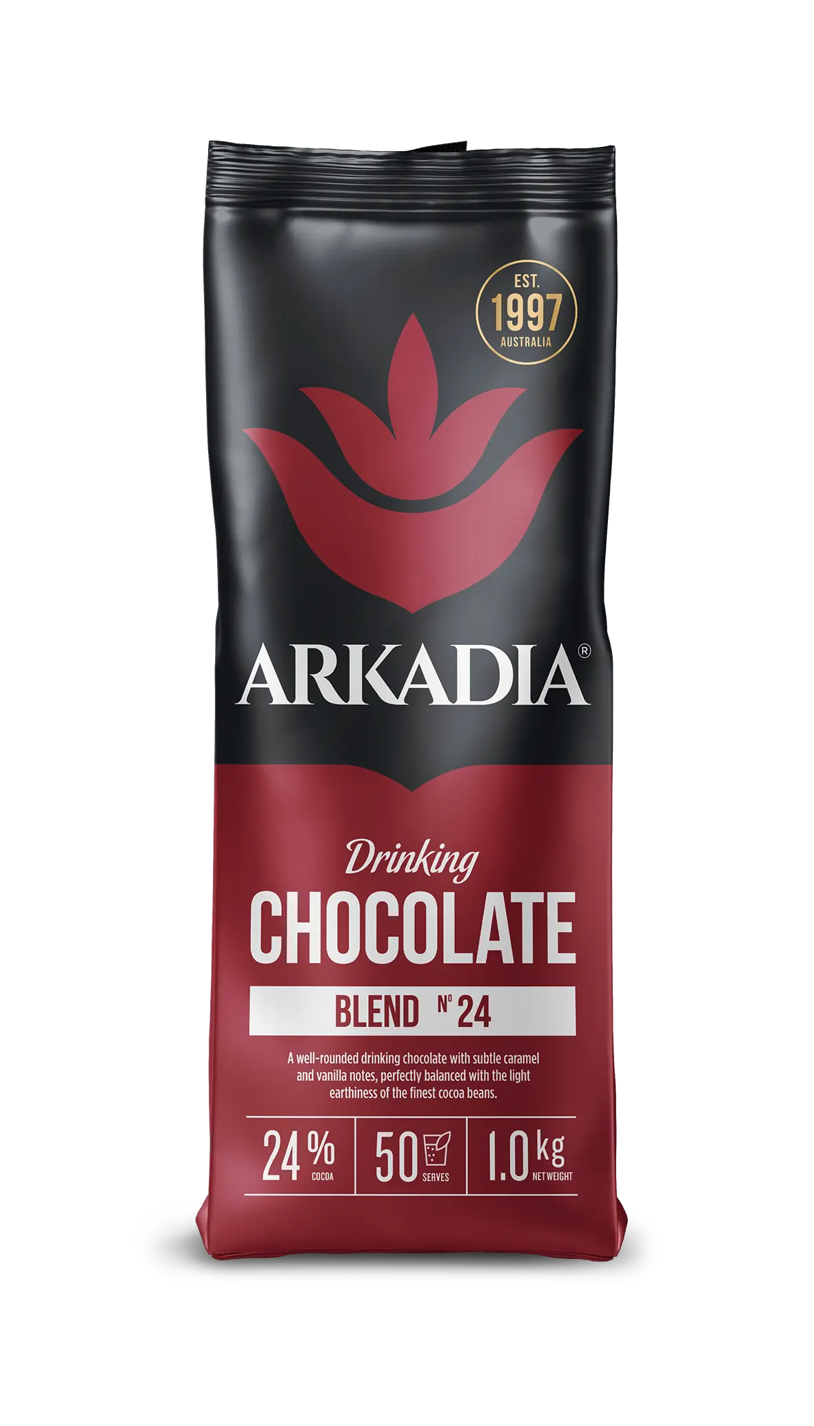 Arkadia 24% Drinking Chocolate 1kg | Café Grade Hot Chocolate Powder | Australian Made