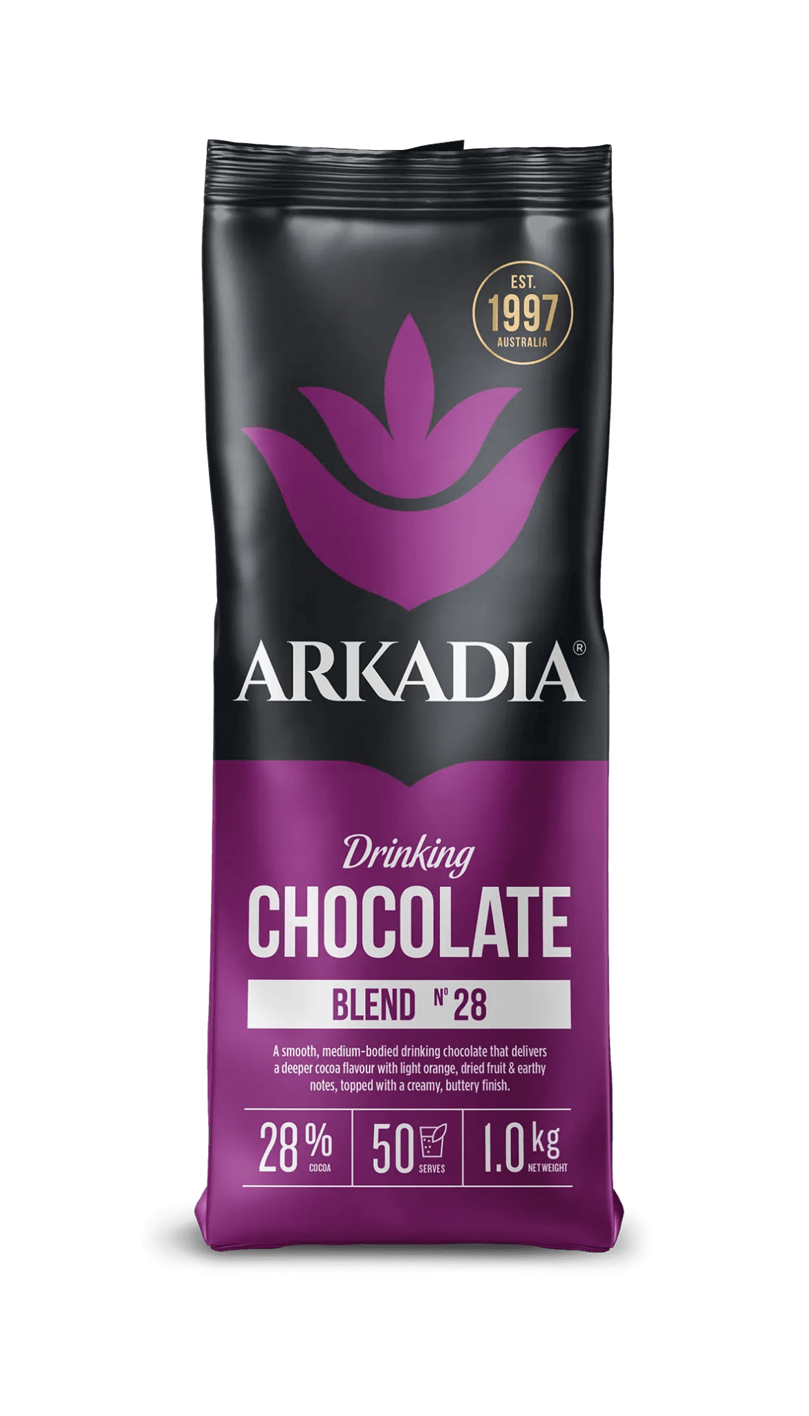 Arkadia 28% Cocoa Drinking Chocolate 1kg – Café-Style Premium Blend