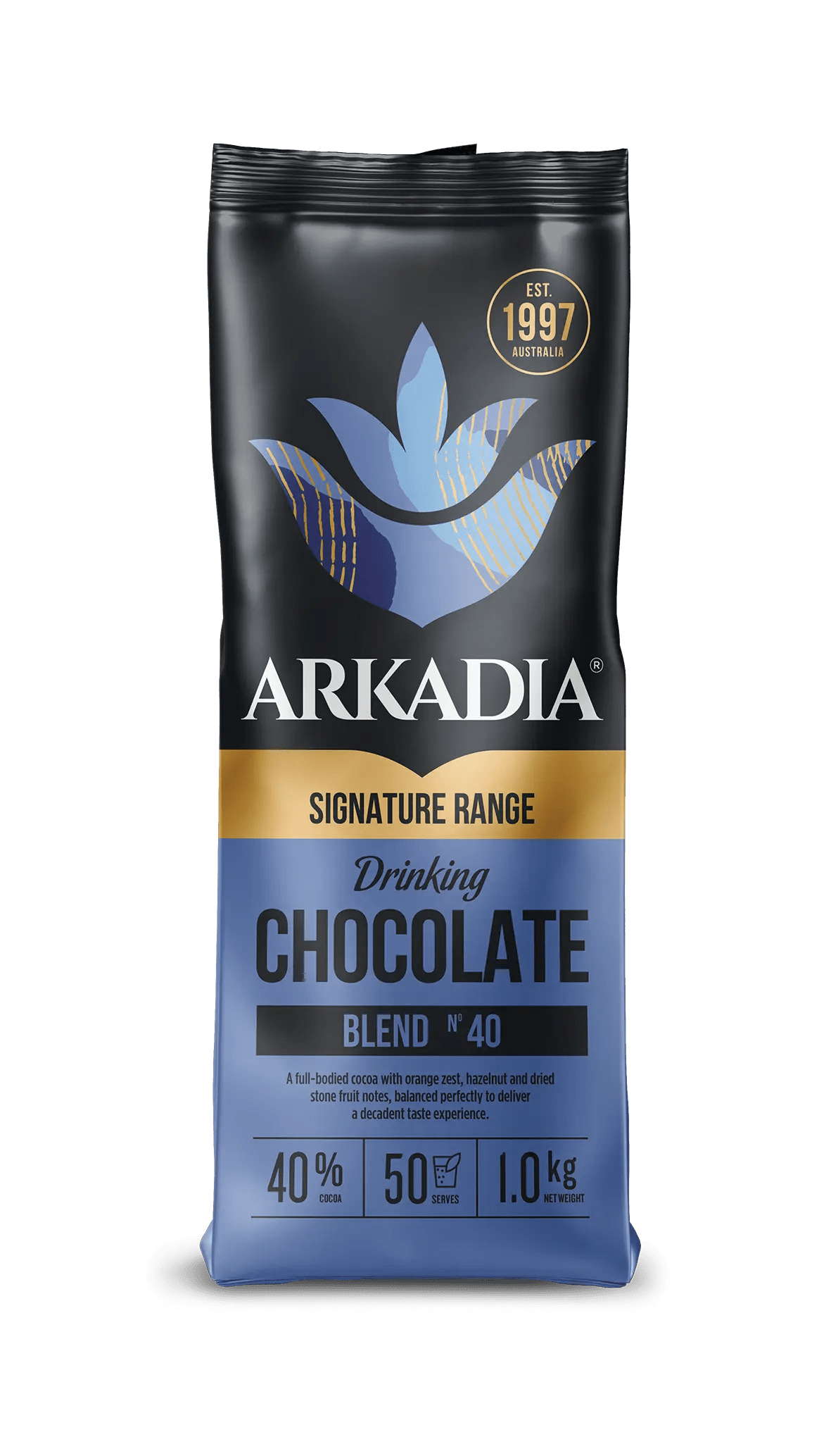 Arkadia 40% Cocoa Drinking Chocolate 1kg – Intense Barista-Grade Blend