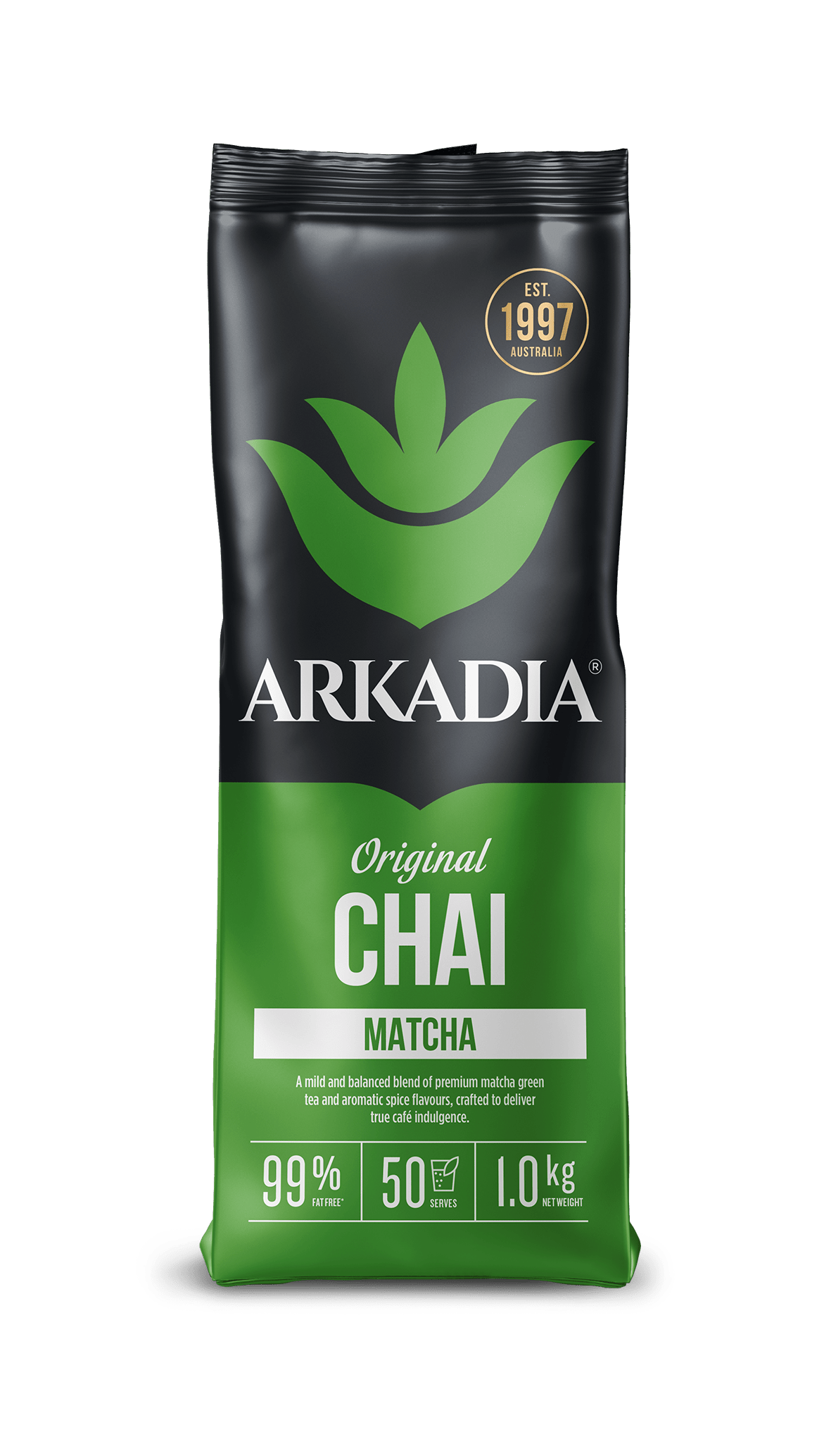 Arkadia Chai Matcha 1kg – Creamy Green Tea Latte blend with a Spiced Twist