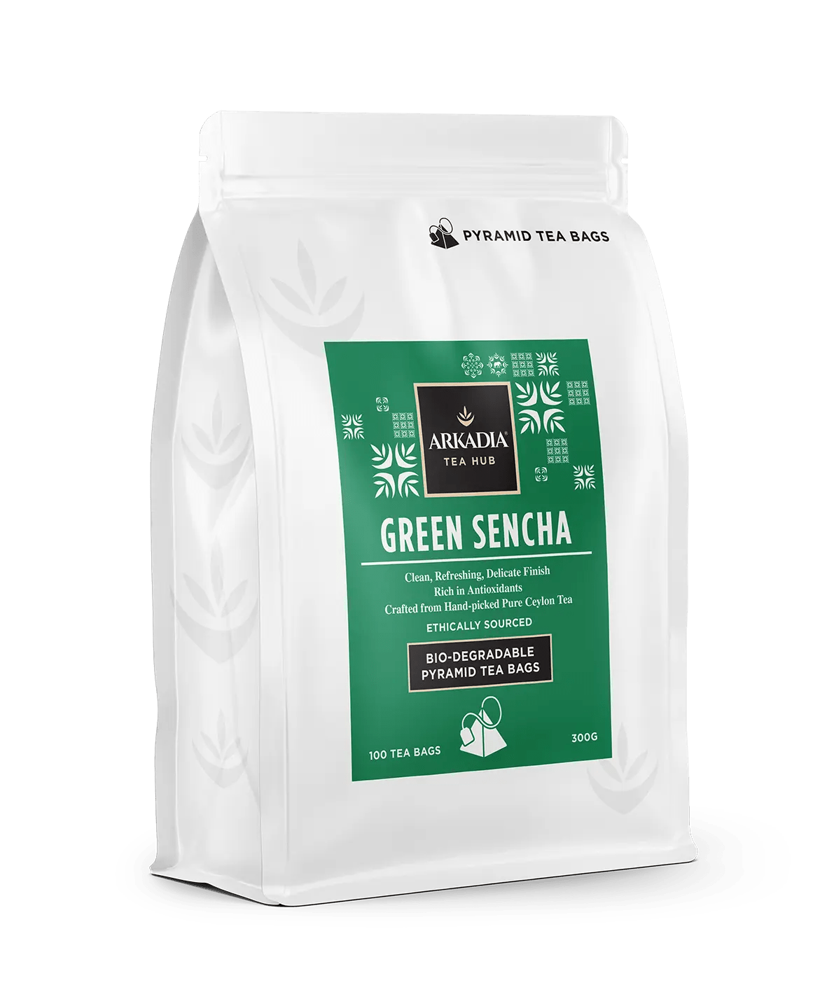 Arkadia Green Sencha Pyramid Tea Bags 300g – 100 Biodegradable Bags – Premium Japanese-Style Green Tea