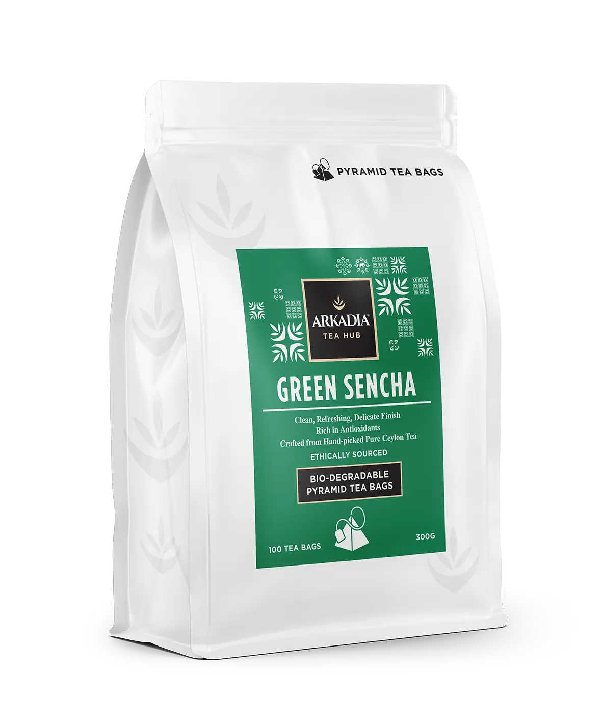 Arkadia Green Sencha Pyramid Tea Bags 300g – 100 Biodegradable Bags – Premium Japanese-Style Green Tea