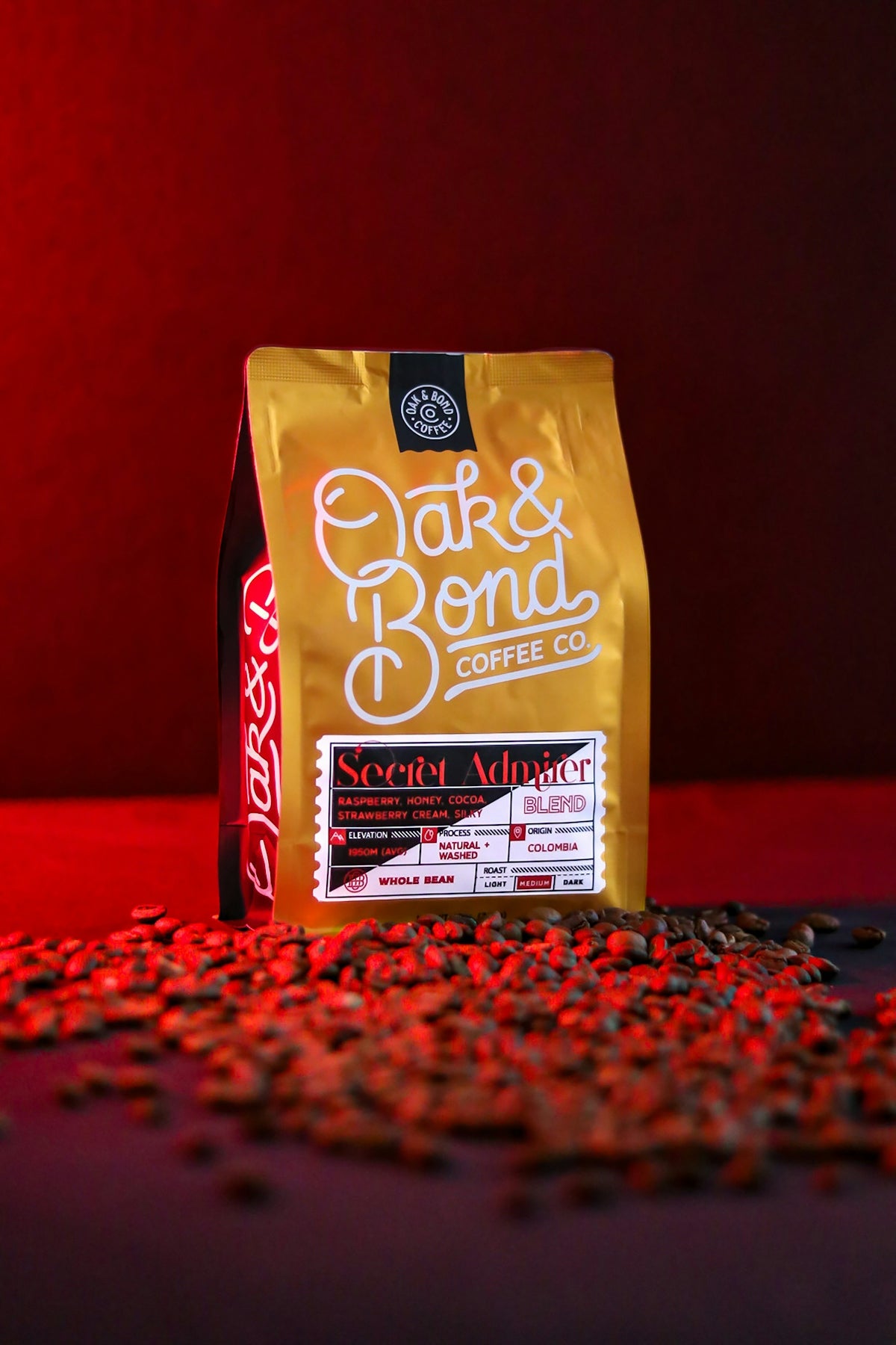 a bag of coffee sitting on top of a table