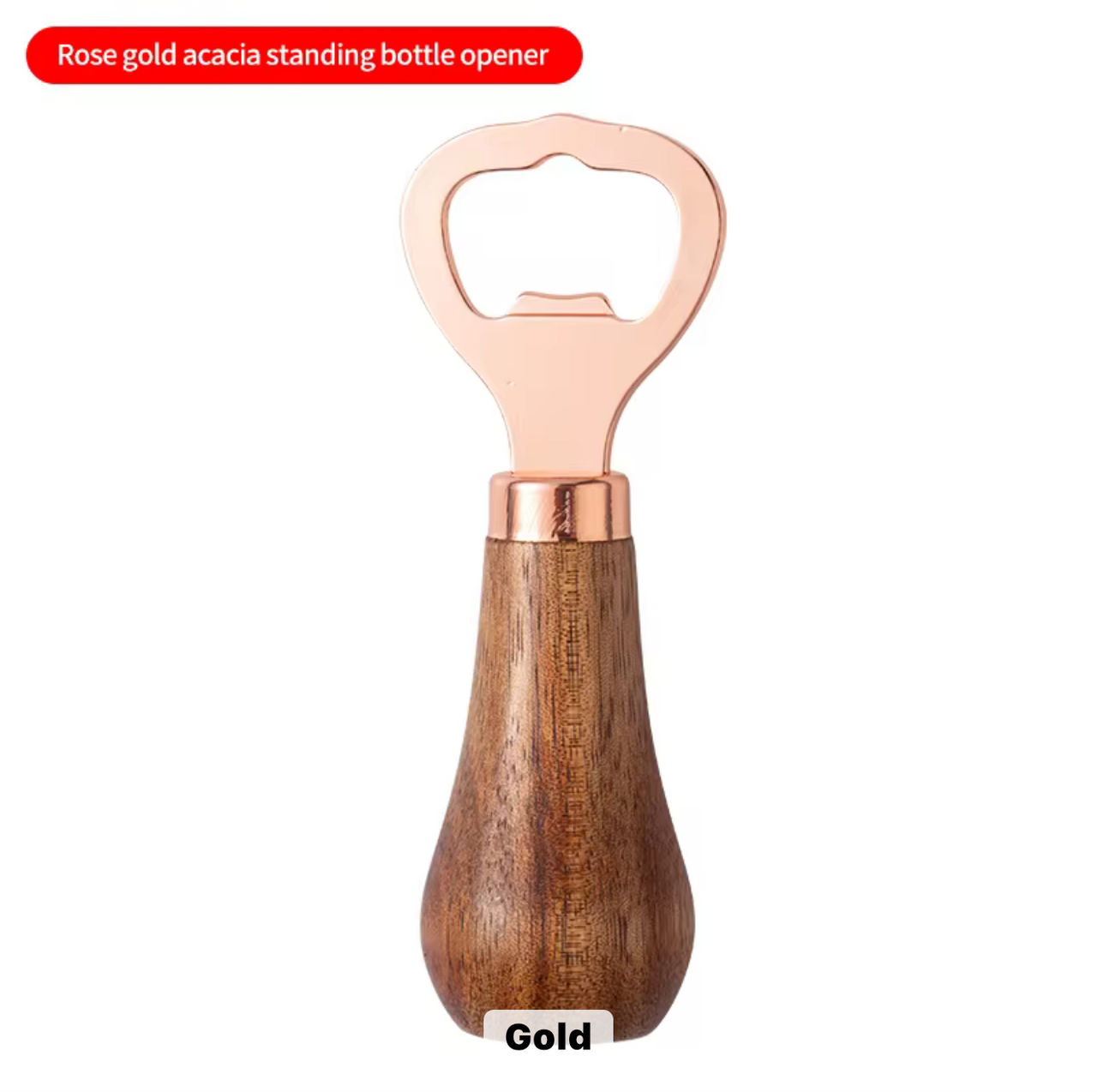 Wooden & Metal Bottle Opener – Rose Gold or Silver Finish