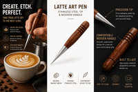 Thumbnail for Latte Art Pen – Stainless Steel Etching Tool with Wooden Handle