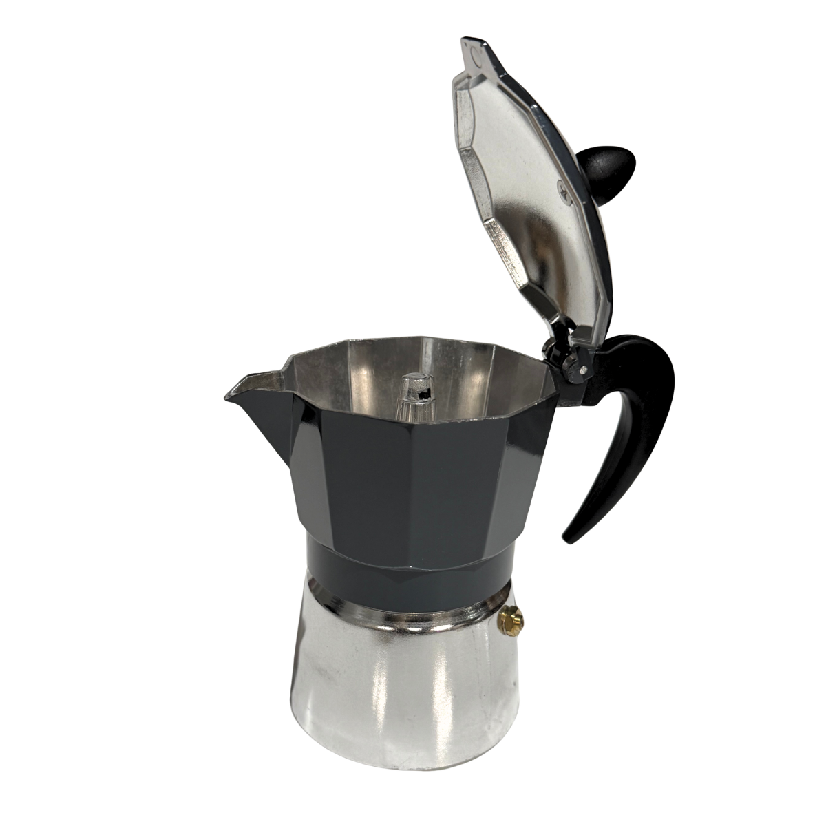 3 Cup 150ml Stovetop Moka Pot Coffee Maker – Black & Silver