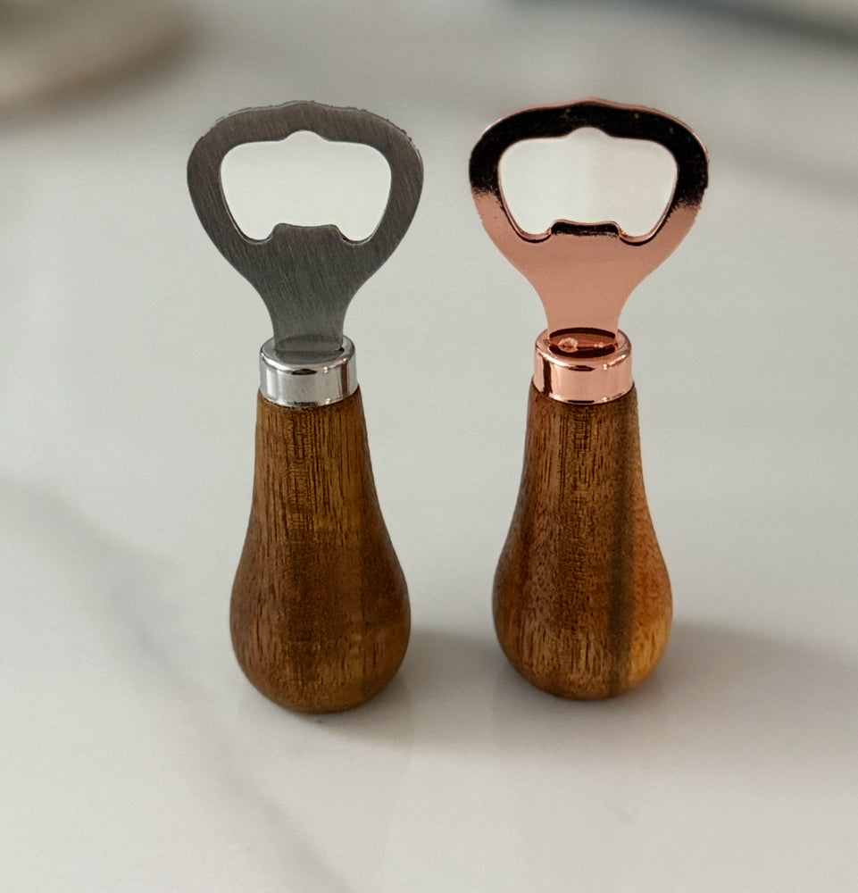 Wooden & Metal Bottle Opener – Rose Gold or Silver Finish