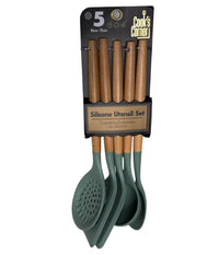 Thumbnail for Set of silicone utensils with wooden handles in packaging labeled 'Cook's Corner'.