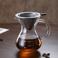 Thumbnail for Glass Pour Over Coffee Maker with Stainless Steel Filter – 400ml Manual Drip Brewer