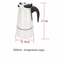 Thumbnail for Stainless Steel Moka Pot 4Espresso Cup (200ml) + Free 100g Blend213 – Stovetop Espresso Maker