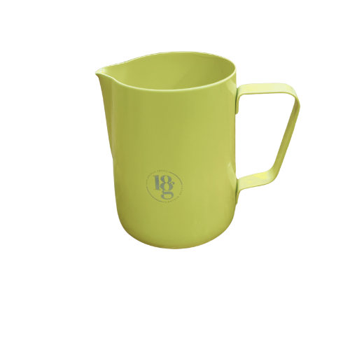 600ml Milk Pitcher Jug with 18g Logo – Bright Yellow, Heavy Duty Stainless Steel
