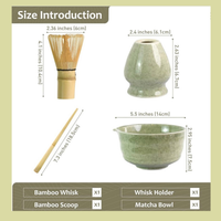Thumbnail for Matcha Whisk Set with Bowl, Scoop & Whisk Stand | 4 Piece Japanese Matcha Tea Set