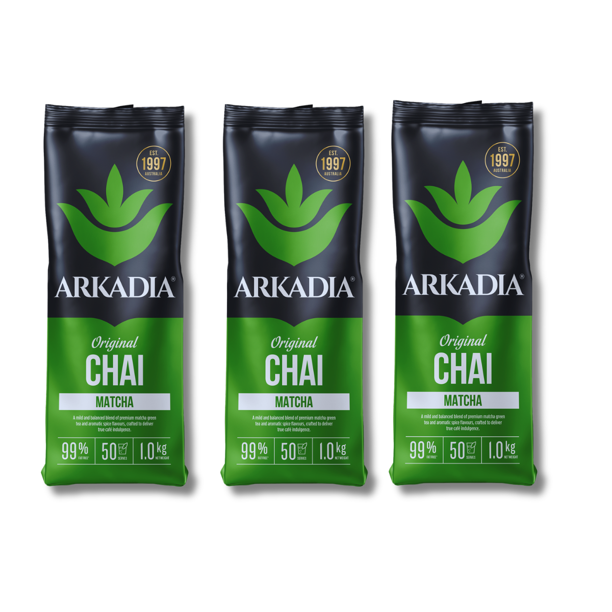 arkadia-matcha-chai-3x1kg-bundle-cafe-style-green-tea-latte-powder-packaging