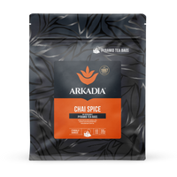 Thumbnail for Arkadia Chai Spice pyramid tea bags packaging on a white background