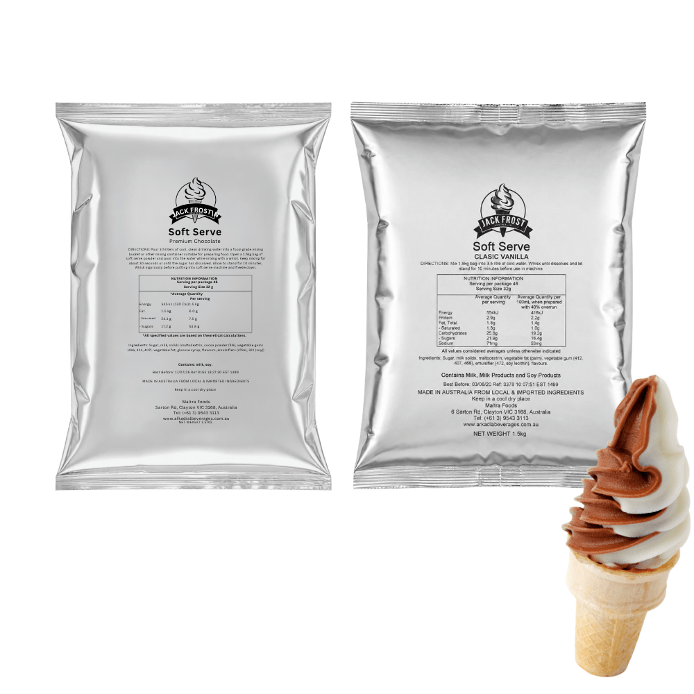 Arkadia Jack Frost Vanilla & Chocolate Soft Serve Mix Double Pack – 2 x 1.5kg