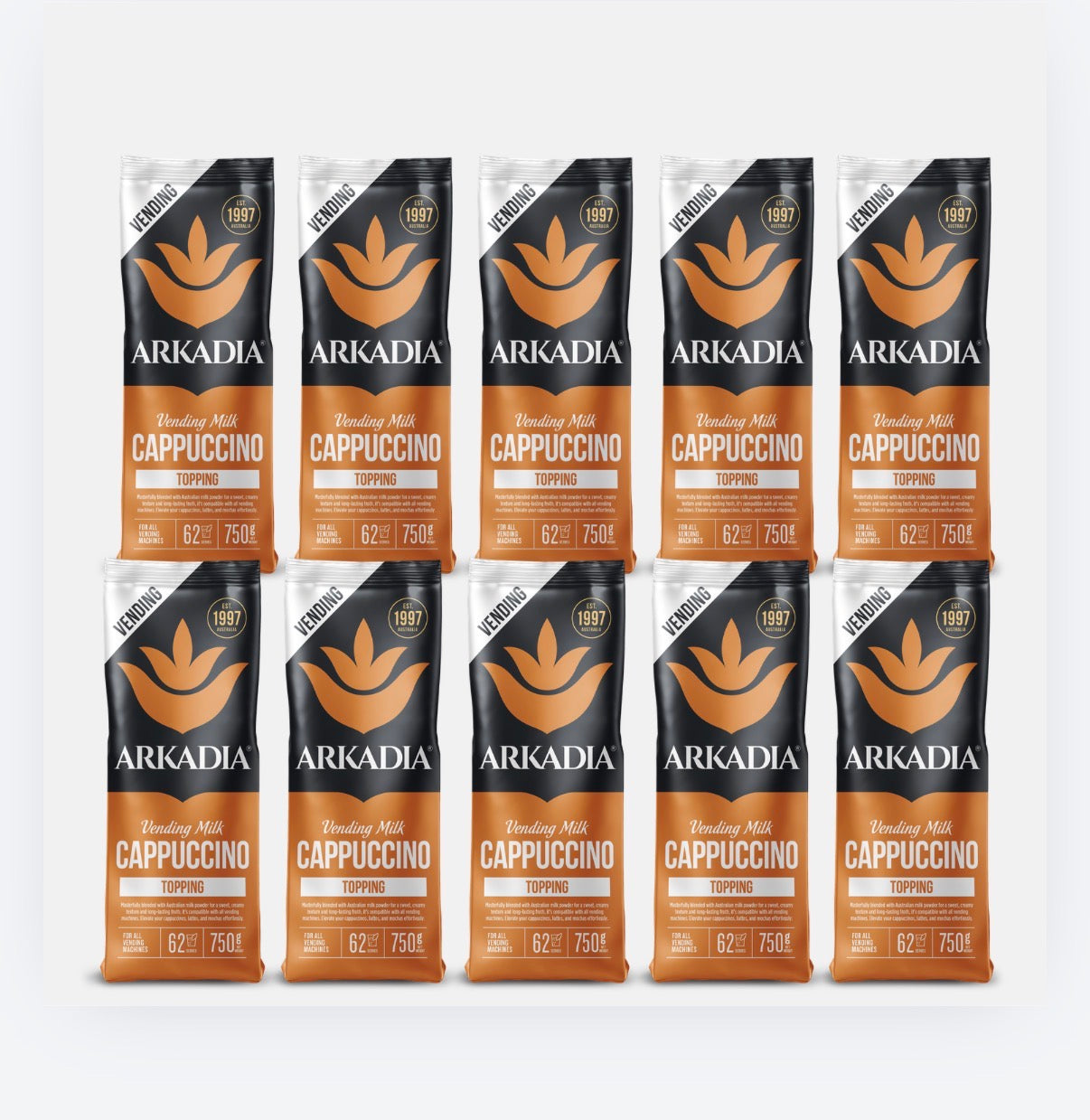 Arkadia Vending Cappuccino Milk Topping – 10 x 750g Bundle