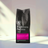 Thumbnail for Black coffee bag labeled 'Eighteen Grams' on a white background-colombian popayan 500g 