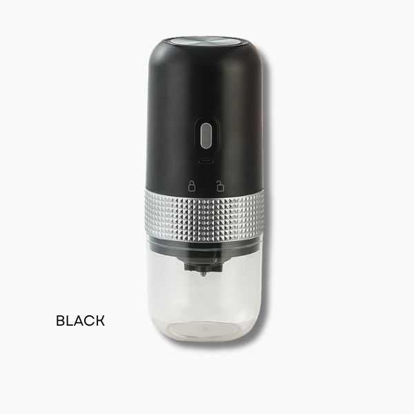 Black and clear handheld device on a white background