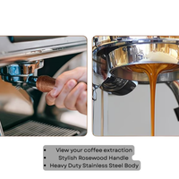 Thumbnail for Coffee extraction process with a focus on the rosewood handle and stainless steel body of the coffee machine.