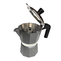 Thumbnail for Stainless steel Moka pot with black handle on a white background
