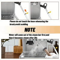 Thumbnail for Cleaning brush for espresso machine with steam bar and water flow demonstration.