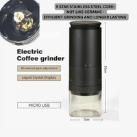 Thumbnail for Electric coffee grinder with features highlighted on a white background