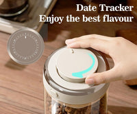 Thumbnail for 1700ml Airtight Coffee Canister – Borosilicate Glass Jar with One-Way Valve & Date Tracker