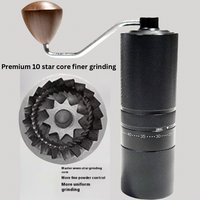Thumbnail for Coffee grinder with a close-up of the grinding mechanism on a gray background