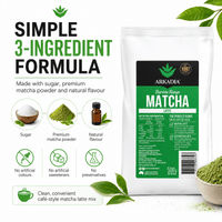 Thumbnail for A white stand-up pouch of Arkadia Barista Range Matcha Latte 500g matcha powder, shown on a white background with marketing text, ingredient icons, and a small bowl of green matcha powder.