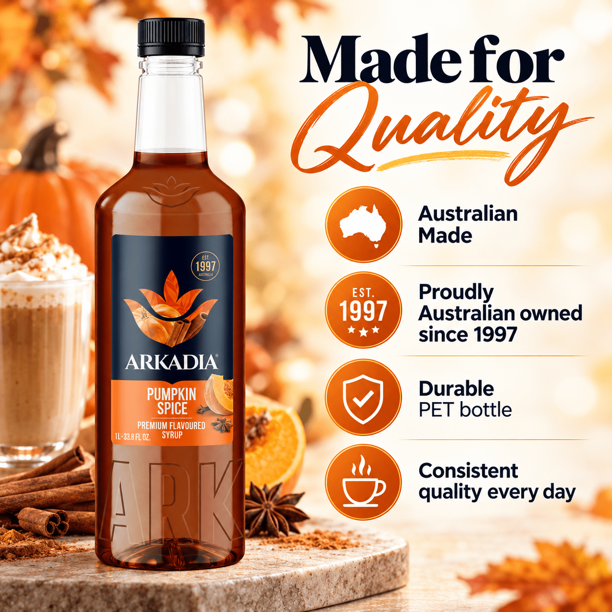 Arkadia Pumpkin Spice Syrup product features