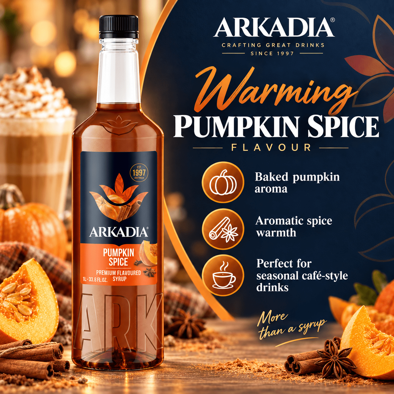 Arkadia Pumpkin Spice Syrup seasonal drink inspiration