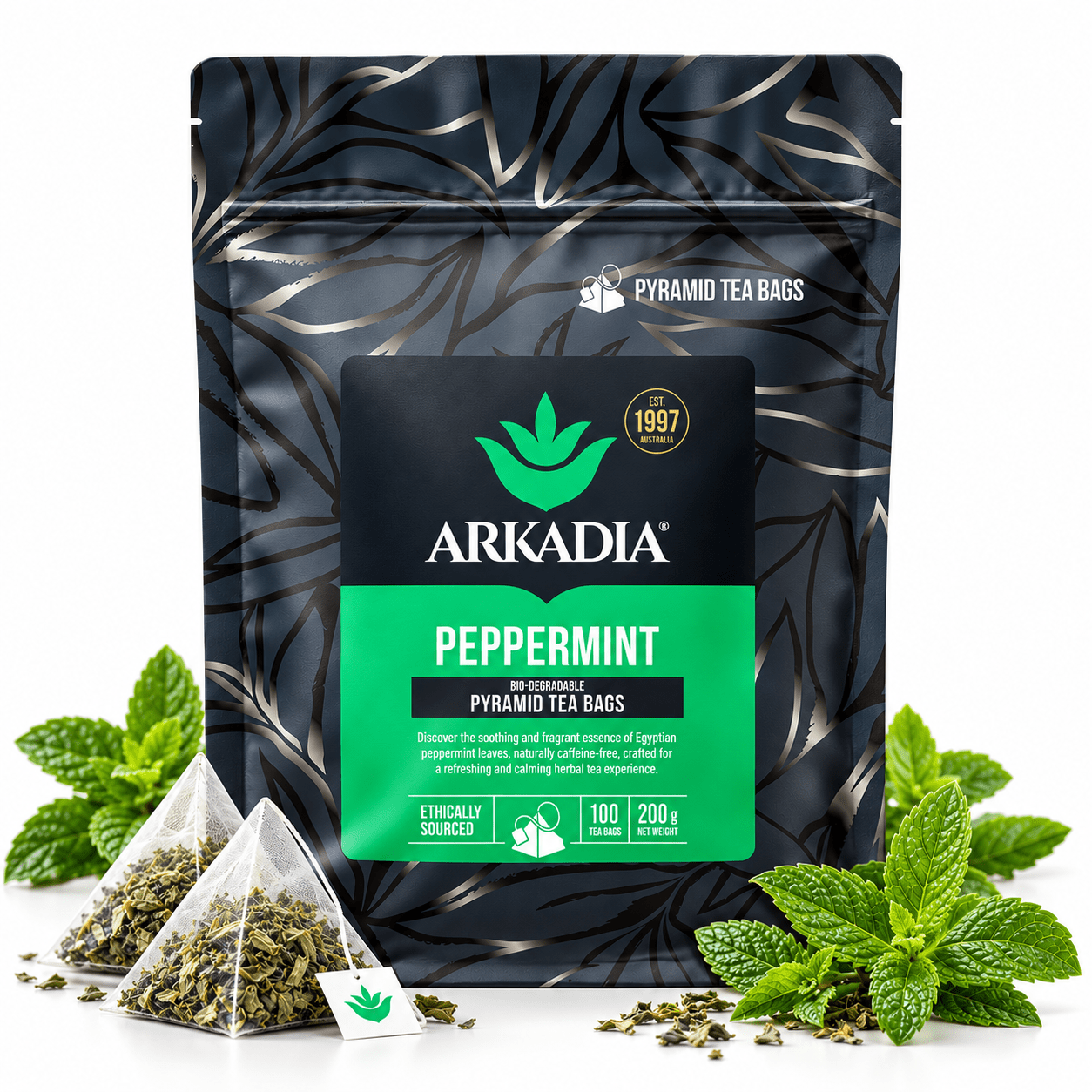 Arkadia Peppermint Pyramid Tea Bags 200g | 100 Pack