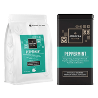 Thumbnail for Pyramid Tea Bags and Arkadia Tea Hub Peppermint herbal infusion packages shown side by side on a white background.