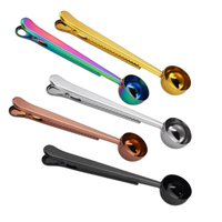 Thumbnail for Set of colorful metal measuring spoons on a white background
