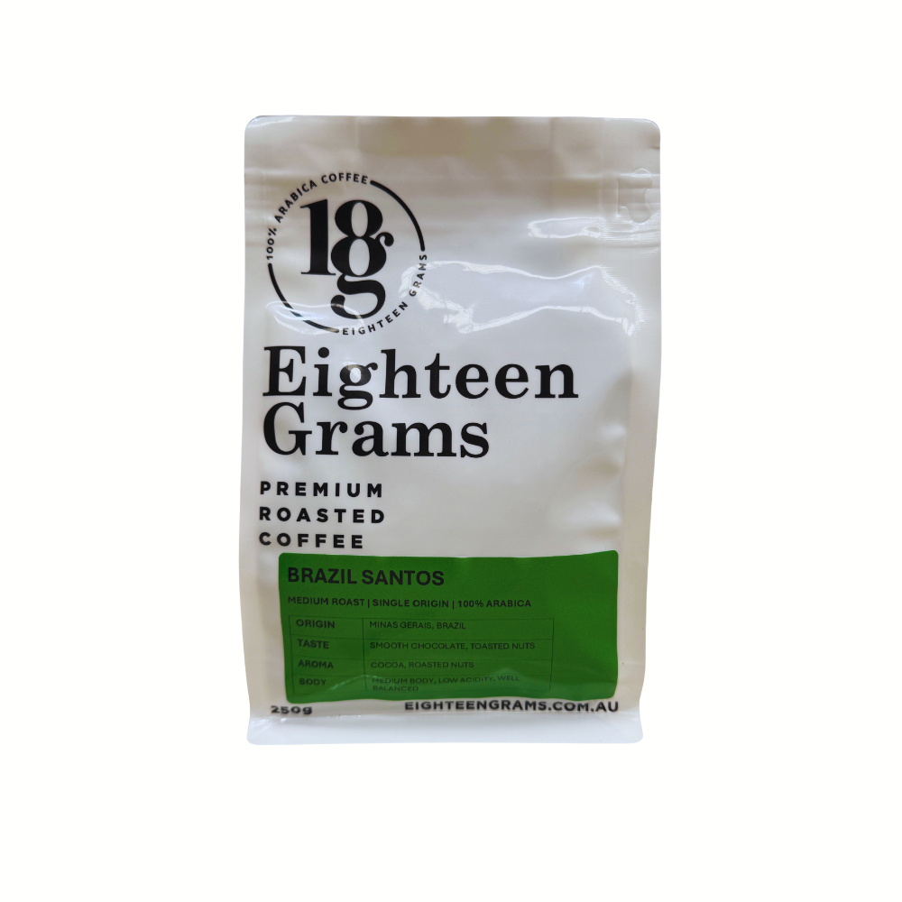 Eighteen Grams coffee package on a white background