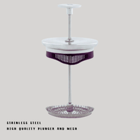 Thumbnail for Stainless steel plunger with mesh on a light gray background