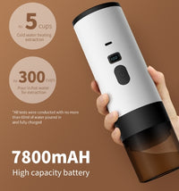 Thumbnail for Hand holding a white and black portable device with text on a brown background