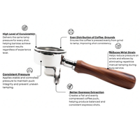Thumbnail for Coffee tamping tool with features highlighted on a white background
