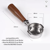 Thumbnail for Coffee scoop with wooden handle and metal bowl, showing dimensions and compatibility with Breville coffee machines.