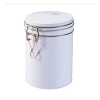 Thumbnail for White metal canister with a silver clasp on a white background