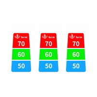 Thumbnail for Three rectangular stickers with numbers and Barcelo branding on a white background