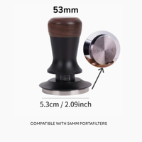 Thumbnail for Coffee tamper with measurement details on a white background
