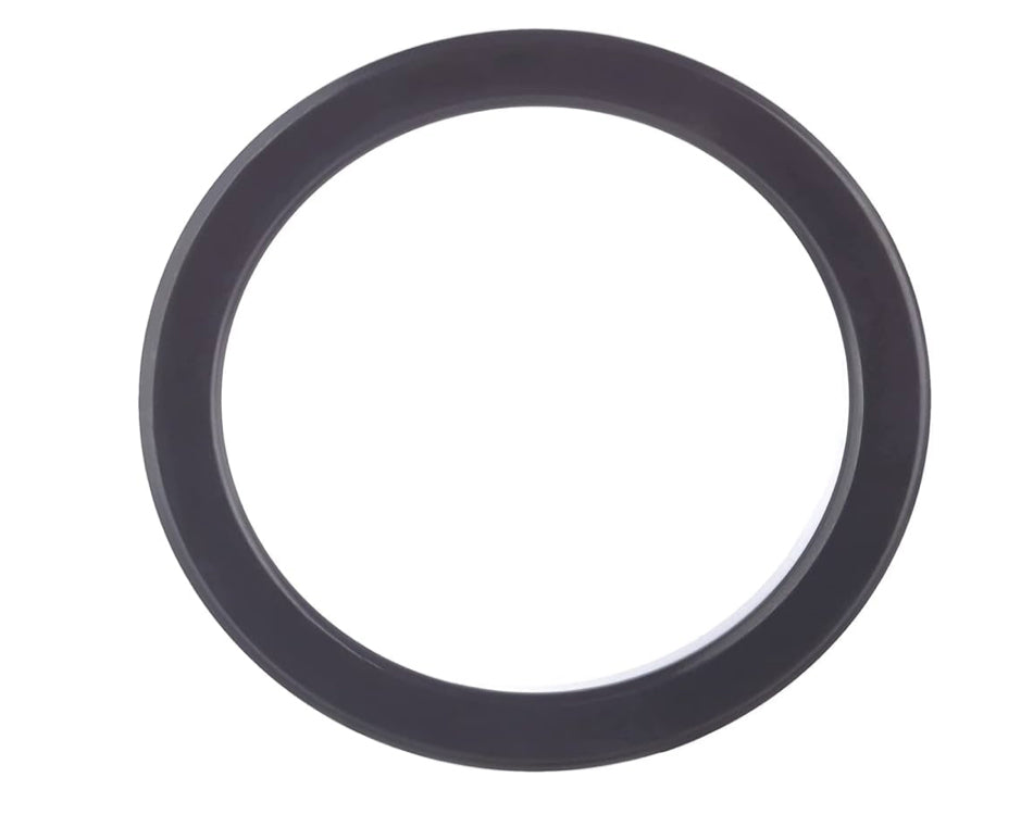 Black rubber gasket on a white background